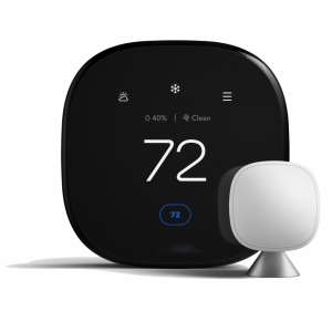 Advanced smart thermostat monitoring humidity and IAQ, activating ventilation and humidification, with system maintenance alerts.